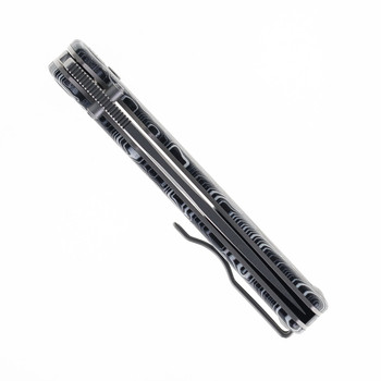 (Open Box) Returned Petrified Fish Lis Folding Knife Button Lock Folding Knife White G-Mascus Handle 10Cr15coMoV Stonewashed Blade PFP14WDMW