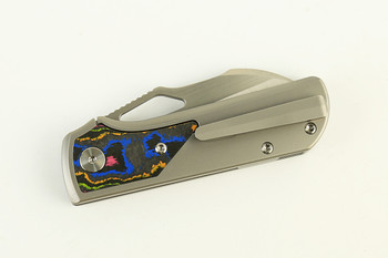 (Coming in March) Divo Knives Pony Stout V2 Folding Knife Beadblasted  Titanium w/ 80's Camo Satin Vanax Blade
