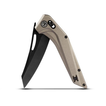 Petrified Fish Folding Knife Bronze Gray Aluminium Handle S35VN Plain Edge Black Stonewash Finish PFP15BGADW