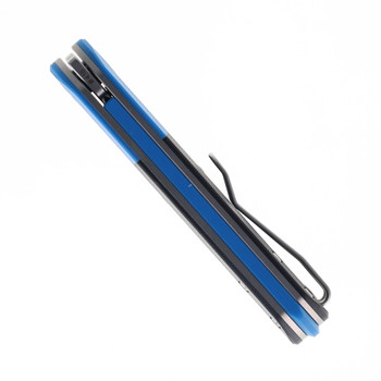 Vero Engineering Avid 2 Folding Knife Black/Blue Titanium Handle S45VN Cleaver Plain Edge Stonewash Finish