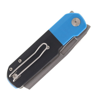 Vero Engineering Avid 2 Folding Knife Black/Blue Titanium Handle S45VN Cleaver Plain Edge Stonewash Finish