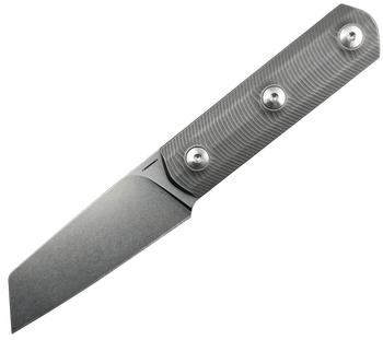 Straight Line Erny Fixed Blade Knife Gray Titanium Handle M390 Plain Edge Stonewash Finish ER-T
