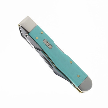 Case Knives Folding Knife Green G10 Handle Surgical Steel Clip Point Plain Edge 18112