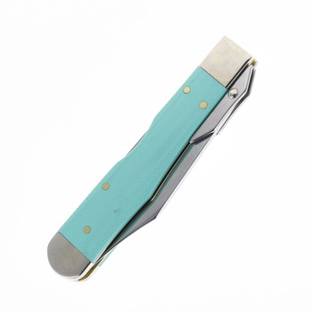 Case Knives Folding Knife Green G10 Handle Surgical Steel Clip Point Plain Edge 18112