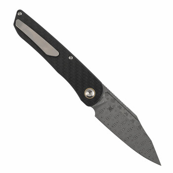 Kansept Nettle Folding Knife Twill Carbon Fiber/G10 Handle Damascus Tanto Plain Edge T1103A1