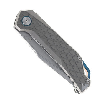 Midgards Yggdrasil Folding Knife Gray Titanium Handle 14C28N Plain Edge