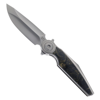 Rike Viper 3-P V2 Folding Knife Titanium & Gold Carbon Fiber Handle M398 Blade 3-P/GCF