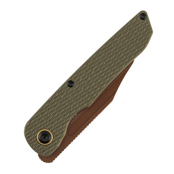 Kansept Nettle Folding Knife Olive Green G10 Handle 154CM Tanto Plain Edge Rose Gold Finish T1103A4