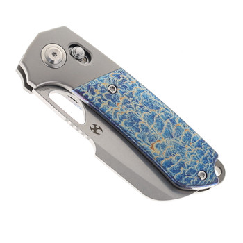 Kansept Nahual Folding Knife Beadblast Lightning Strike Titanium Handle Magnacut Plain Edge Stonewash Finish K2125V5