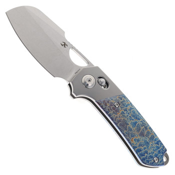 Kansept Nahual Folding Knife Beadblast Lightning Strike Titanium Handle Magnacut Plain Edge Stonewash Finish K2125V5