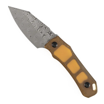 Tenable Loki Fixed Blade Knife Amber PEI/Ultem Handle Damascus Plain Edge G1058A2