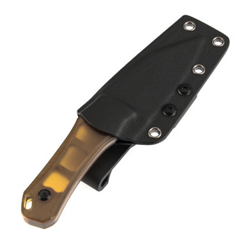 Tenable Loki Fixed Blade Knife Amber PEI/Ultem Handle Damascus Plain Edge G1058A2