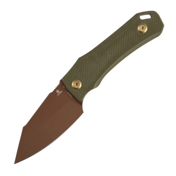 Tenable Loki Fixed Blade Knife Olive Green G10 Handle D2 Plain Edge Rose Gold Finish G1058A3