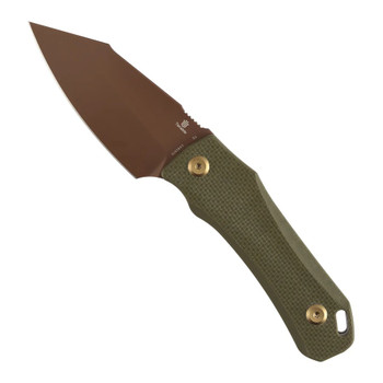 Tenable Loki Fixed Blade Knife Olive Green G10 Handle D2 Plain Edge Rose Gold Finish G1058A3