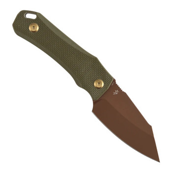 Tenable Loki Fixed Blade Knife Olive Green G10 Handle D2 Plain Edge Rose Gold Finish G1058A3