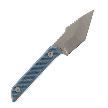 TacKnives Mini Marlin Fixed Blade Knife Blue Micarta Handle 14C28N Plain Edge Stonewash Finish