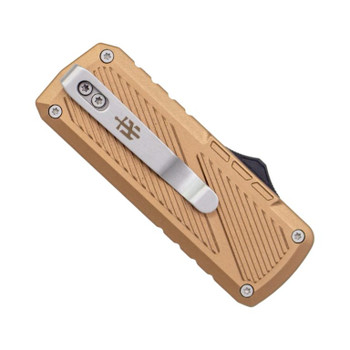 TacKnives Zipper OTF Automatic Utility Knife Brown Aluminum Handle SK5 Razor Blade Plain Edge