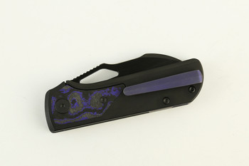 (Coming in March) Divo Knives Pony Stout V2 Folding Knife Black PVD Titanium w/ Purple Camo Carbon Satin DLC Vanax Blade