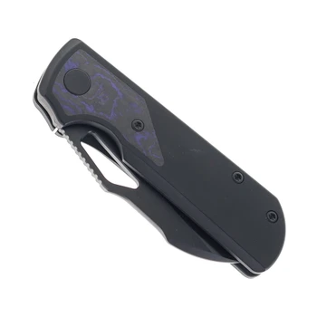 RIGHT Handed Divo Knives Pony Stout V2 Folding Knife Black PVD Titanium w/ Purple Flow Camo Carbon Satin DLC Vanax Blade