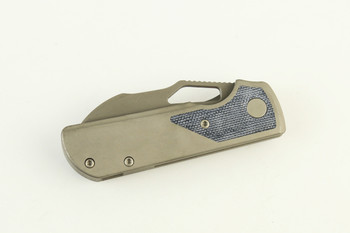 (Coming in March) Divo Knives Pony Stout V2 Folding Knife Dark Bead Blasted Titanium w/ Blue Denim Micarta Darkwashed Vanax Blade