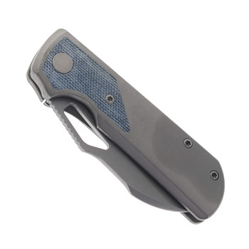 RIGHT Handed Divo Knives Pony Stout V2 Folding Knife Dark Bead Blasted Titanium w/ Blue Denim Micarta Darkwashed Vanax Blade