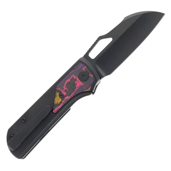 RIGHT Handed Divo Knives Pony Stout V2 Folding Knife Black PVD Titanium w/POP Camo Carbon Satin DLC Vanax Blade