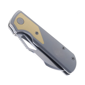 (Dropping 3-27 @12PM EST) RIGHT Handed Divo Knives Pony Stout V2 Folding Knife Stonewashed Titanium w/ Brass Handle Stonewashed Vanax Blade