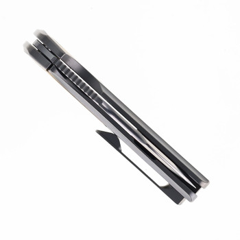 (Dropping 3-27 @12PM EST) RIGHT Handed Divo Knives Pony Stout V2 Folding Knife Stonewashed Titanium w/ Brass Handle Stonewashed Vanax Blade