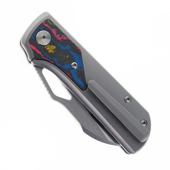 (Dropping 3-27 @12PM EST) LEFT Handed Divo Knives Pony Stout V2 Folding Knife Beadblasted  Titanium w/ 80's Camo Satin Vanax Blade