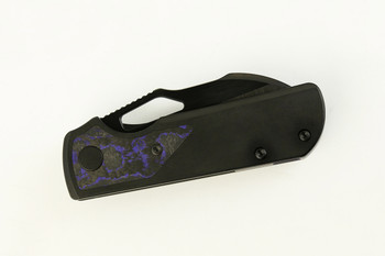 (Coming in March) LEFT Handed Divo Knives Pony Stout V2 Folding Knife Black PVD Titanium w/ Purple Camo Carbon Satin DLC Vanax Blade