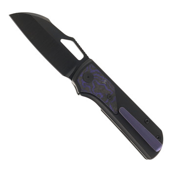 (Dropping 3-27 @12PM EST) LEFT Handed Divo Knives Pony Stout V2 Folding Knife Black PVD Titanium w/ Purple Camo Carbon Satin DLC Vanax Blade