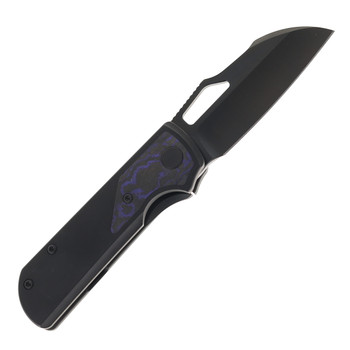 (Dropping 3-27 @12PM EST) LEFT Handed Divo Knives Pony Stout V2 Folding Knife Black PVD Titanium w/ Purple Camo Carbon Satin DLC Vanax Blade