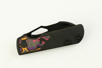 (Coming in March) LEFT Handed Divo Knives Pony Stout V2 Folding Knife Black PVD Titanium w/POP Camo Carbon Satin DLC Vanax Blade