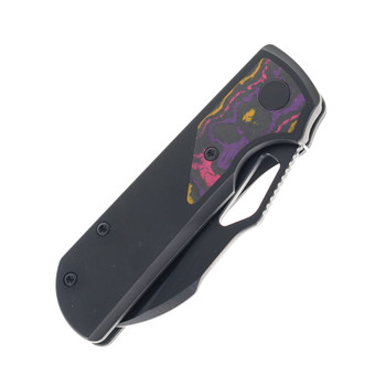 (Dropping 3-27 @12PM EST) LEFT Handed Divo Knives Pony Stout V2 Folding Knife Black PVD Titanium w/POP Camo Carbon Satin DLC Vanax Blade