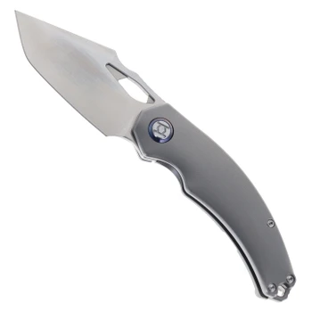 Kunwu Poon Padre Folding Knife Orange Peel Titanium Handle S90V Plain Edge Satin Finish K706TO-T2A