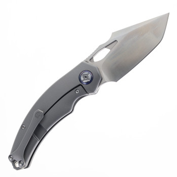 Kunwu Poon Padre Folding Knife Orange Peel Titanium Handle S90V Plain Edge Satin Finish K706TO-T2A