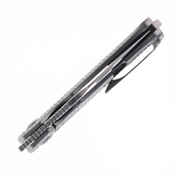 Kunwu Poon Padre Folding Knife Beadblast Gray Diamond Titanium Handle S90V Plain Edge Satin Finish K706TO-T1A