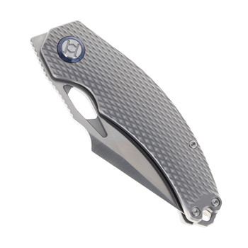Kunwu Poon Padre Folding Knife Beadblast Gray Diamond Titanium Handle S90V Plain Edge Satin Finish K706TO-T1A