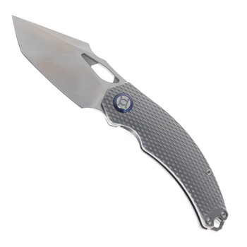 Kunwu Poon Padre Folding Knife Beadblast Gray Diamond Titanium Handle S90V Plain Edge Satin Finish K706TO-T1A