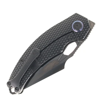 Kunwu Poon Padre Folding Knife Black PVD Diamond Titanium Handle S90V Plain Edge Black DLC Finish K706TO-T4