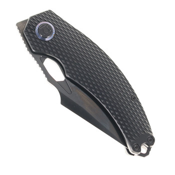 Kunwu Poon Padre Folding Knife Black PVD Diamond Titanium Handle S90V Plain Edge Black DLC Finish K706TO-T4