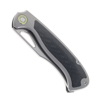 TwoSun Folding Knife Titanium/Carbon Fiber K110 Plain Edge Stonewash Finish TS572