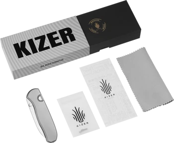 (Exclusive Coming in May) Kizer Drop Bear Zero Folding Knife Textured Titanium Handle Elmax Steel Ki3619BDE3