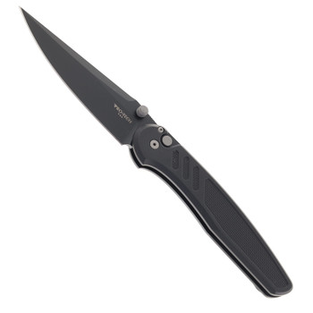 Pro-Tech Knives Avalon Folding Knife Knurled Black Aluminum Handle DLC Black Magnacut Blade PN1103