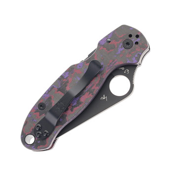 (Collectors Club #23) Spyderco Para 3 Folding Knife Purple Haze Carbon Fiber Handle Crew-Wear Steel C223CFPHBKP
