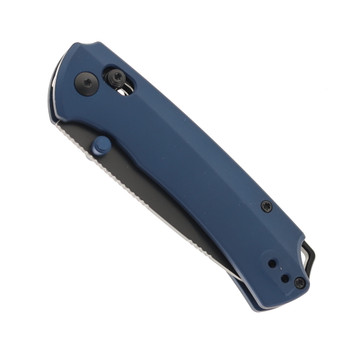 Kizer T1 CD Folding Knife Blue Aluminum Handle M390 Drop Point Plain Edge Black Matte DLC Ultra Finish Ki3490.2CDA2