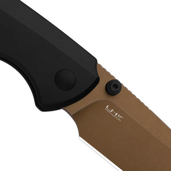 Kizer T1 BD Folding Knife Black Titanium Handle Elmax Drop Point Plain Edge Sunset Metal PVD/Stonewash Finish Ki3490.2BDA2