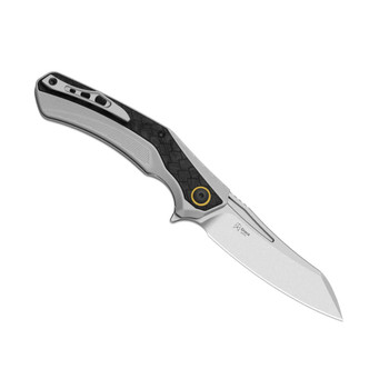 Kizer Draca Folding Knife Aluminum/Carbon Fiber Handle S45VN Sheepsfoot Plain Edge Stonewash Finish Ki4751A1