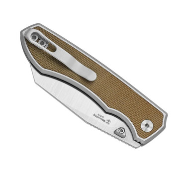 Kizer Wharning Folding Knife Aluminum/Brown Norplex UltreX Handle S45VN Sheepsfoot Plain Edge Satin Finish Ki3738A1