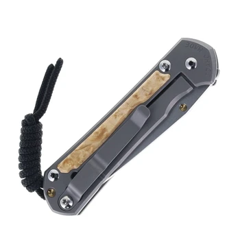 Chris Reeve Small Sebenza 31 Titanium Handled Bog Oak Inlay Tanto Stonewashed Magnacut Blade S31-1132